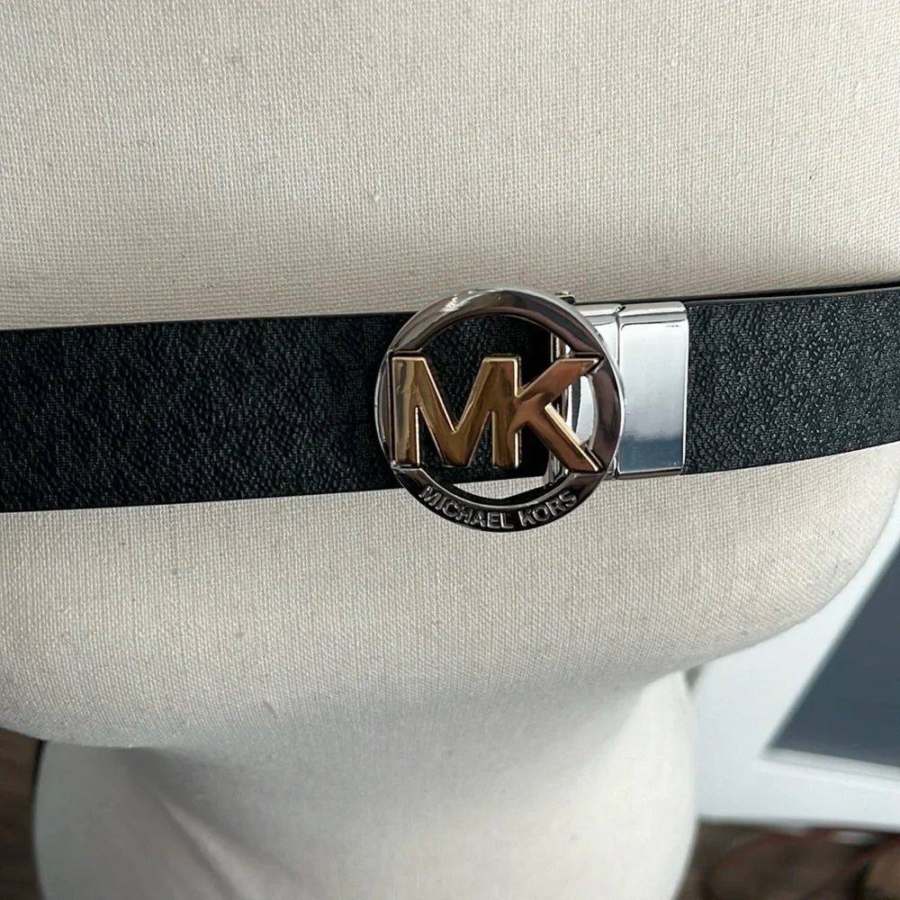 Michael Kors Reversible Leather Monogram Belt NWT